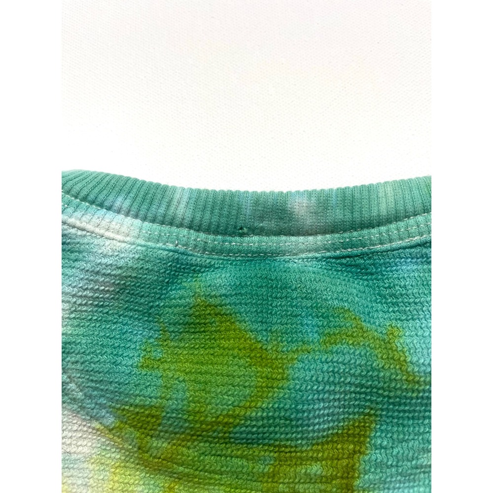 Vintage 90s Reebok Golf Tie Dye Sweatshirt Medium Waffle Knit Y2K Green Teal - Picture 9 of 9